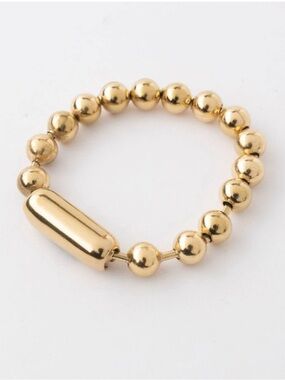 Plunder Design Gold Poppy Beaded  Bracelet - Chain Link 8mm Metal Beads